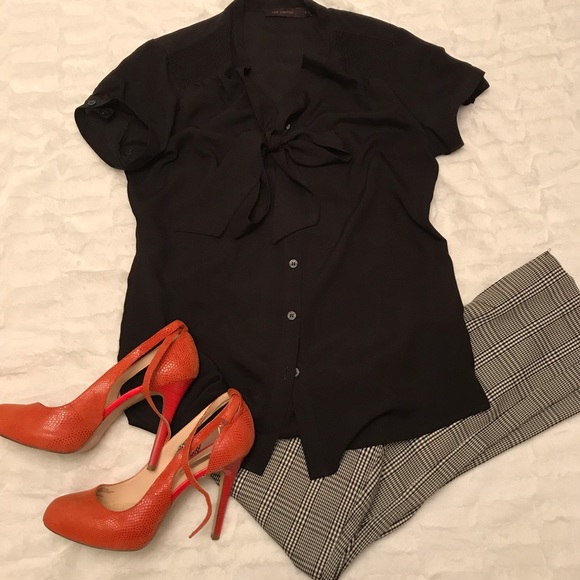 The Limited Tops - Black Limited bow tie blouse